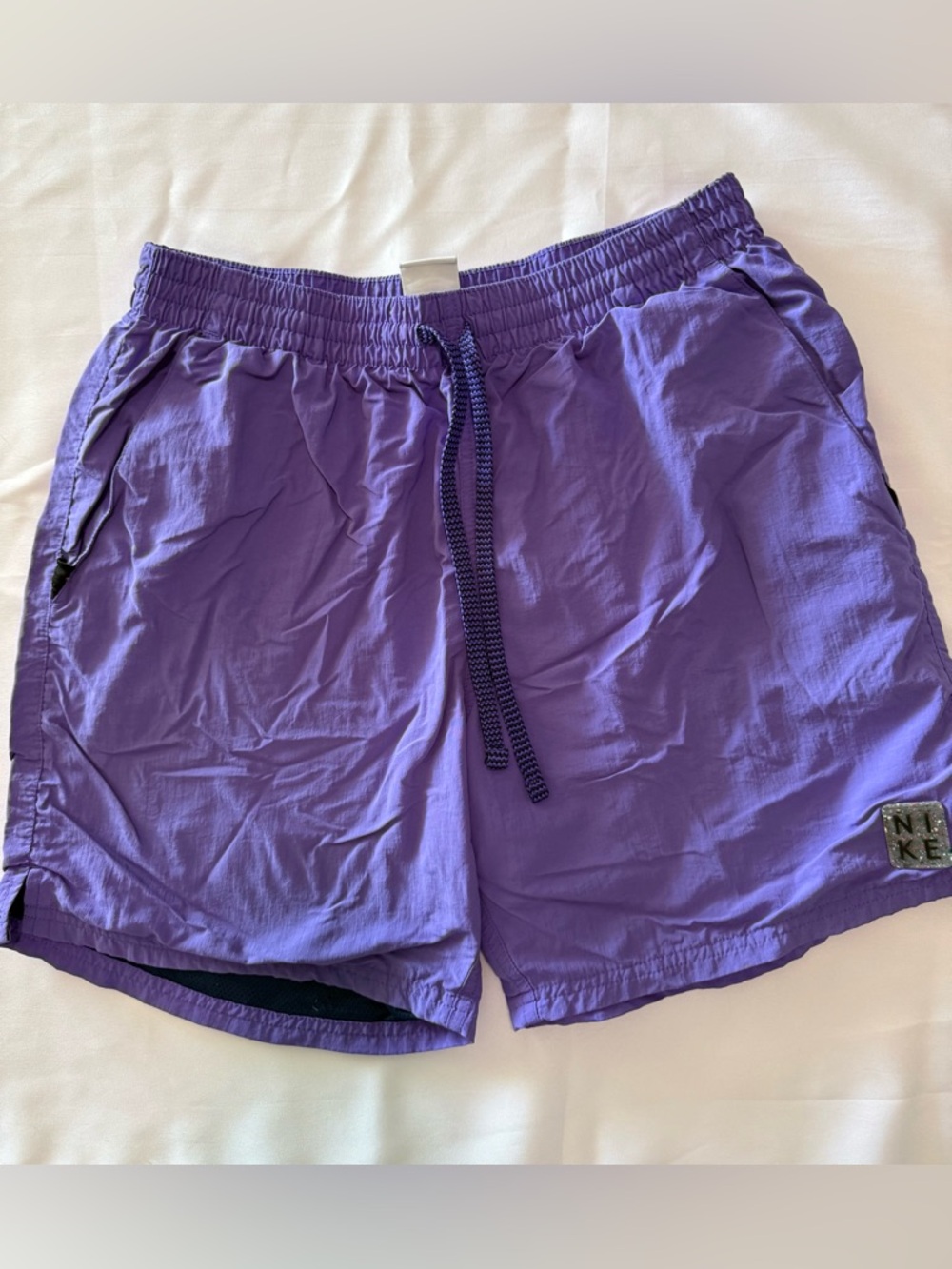 Nike purple swim shorts navy lined recycled emblem